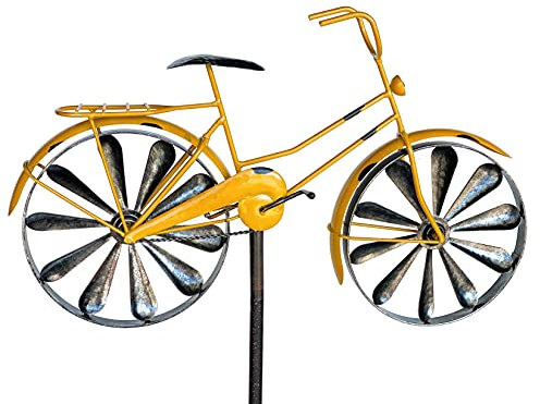 DanDiBo Gartenstecker Metall Fahrrad XL 160 cm Gelb 96101 Shabby Windspiel Windrad Wetterfest Gartendeko Garten Gartenstab Bodenstecker