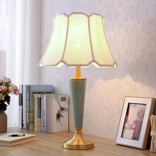 Chao Zan Tischleuchte Lampe aus Keramik | Tischlampe schmücken | Nachttischlampe | Stoffschirmlampe | Schlafzimmerlampe | Tischlampe Hotels und Apartments | 1x E27 max. 60W | ohne Leuchtmittel