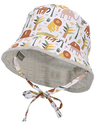 Sterntaler Unisex barn vändbar fiskarhatt djur barnhatt, Vit, 49