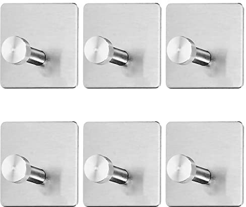 LEBENSFROH Klebehaken 6er Set Edelstahl Handtuchhaken Haken Selbstklebend Kleiderhaken Garderobenhaken Edelstahl Handtuchhalter Wandhaken Bad Tür Wandmontage Mantel Haken