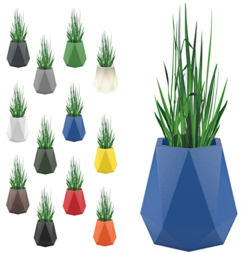 Monumo®️ Deko Groß Pflanztopf XXL mit Innenkasten wetterfest, Blumenständer für Garten & Balkon, moderner Blumenvase, Blumenkübel (Flavi, Blau)