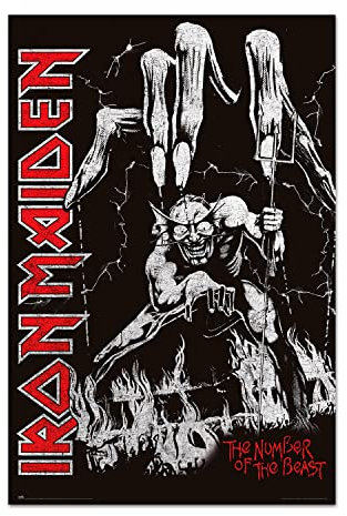 Grupo Erik Poster Iron Maiden Number of the beast - Laminas decorativas 61x91,5cm a todo color | Posters para pared ideal decoración habitación