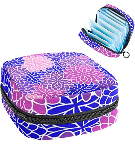 Women Sanitary Napkins Pads Handbag Ladies Menstrual Cup Pouch Girls Portable Tampon Storage Bag Flowers Period Pouch with Zipper