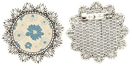 Fiore blu crisantemo argento fiore spilla gancio pin, Medio
