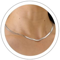 RWQIAN Flache Halskette Damen Schlangenkette Fischgrätenmuster Kette Golden Silber Choker Schmuck