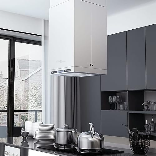 Homgoday Inselhaube mit LCD-Display und Touch-Sensor 756 m³/h LED, Möbel für Haus Innen Außen Wohnzimmer Schlafzimmer