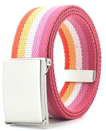 NEFLUM Bunt gestreifter Canvas-Gürtel für Damen, Jeans-Bund, verstellbarer Gürtel, 120 x 3,8cm, lässiger dekorativer Gürtel, 120x3.8cm