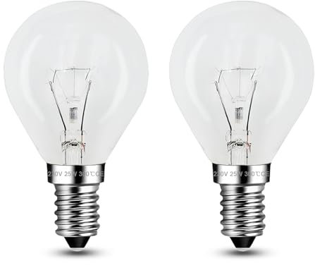 EASYIVY E14 Wax Warmer Bulbs 25W, Scentsy Bulb for Warmers Dimmable Wax Melt Burner Bulb 230V, 2700K Warm White G45 Small Edison Screw Light Bulbs for Mid Size Warmers, Oven, Up to 300°C, 2-Pack