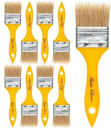 Bates- Chip Paint Brushes, 2 Inch, 9 Pack, Plastic Handle Chip Brush, Brushes for Painting, Stain Brushes for Wood, Natural Bristle Paint Brush, 2 Inch Paint Brush, Chip Paint Brushes for Paint