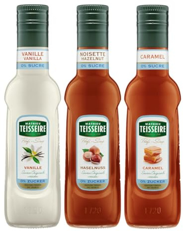 Mathieu Teisseire Getränke-Sirup Light Set Vanille, Haselnuss & Caramel je 250ml