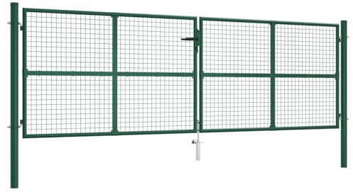 Mengtu Stabiles Doppeltor aus verzinktem Stahl, dunkelgrün, 403x175 cm, inkl. 3 Schlüssel Model145749