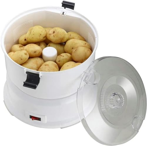 Electric Potato Peeler Machine,Electric Slicers,Potato Rumbler Peeler Machine, Vegetable Peeler with Container, Rotary Safety Lock,1kg Capacity