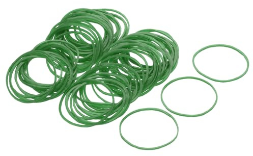 QUARKZMAN 100er Packung Gummiband Dehnbares Gummiband Grün 50mm x 1.4mm | Haargummis, für Zuhause und Büro
