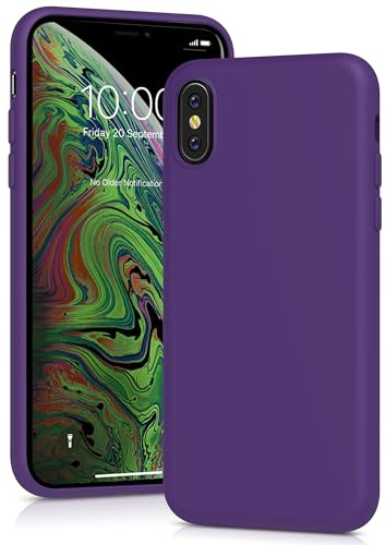 YATWIN Silicone Case for iPhone X/XS, Soft-Touch, Shockproof, DustProof, Antiskid Full Body Armour Phone Cover for Apple iPhone X/XS - Purple
