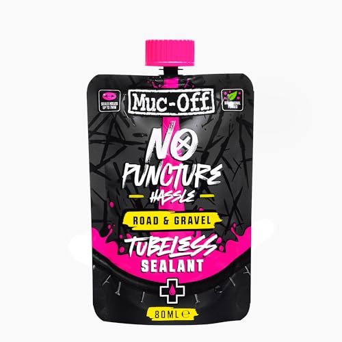 Muc-Off Road & Gravel Tubeless Sealant, 80 Ml – Sellador de Neumáticos Avanzado para Reparación de Rueda de Bicicleta - Sellador de Ruedas para Agujeros de Hasta 7 mm