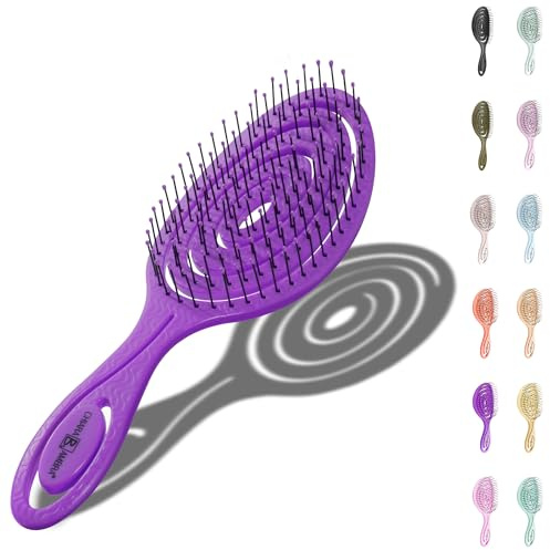 Chiara Ambra Detangling Hair Brush for Women & Men - Does not Pull, Removes Tangles, Brushes for Straight, Curly & Wet Hair - Detangle Brush - Unique Spiral Hairbrush, Plum