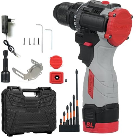 Trapano a Percussione Set Trapano Elettrico Senza Spazzole da 16,8 V Trapano Ricaricabile con Batteria e Caricabatterie Coppia 45 N.M Set di Trapano per Utensili Elettrici Domestici a 2 Velocità
