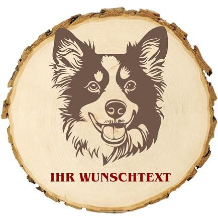 KIWISTAR UG - 14-16 cm Baumscheibe - Russischer Toy Terrier - Hund - personalisiertes Geschenk individuell selbst gestalten - Name - Holzscheibe mit Wunschtext - Naturholz - Geschenk - Türschild