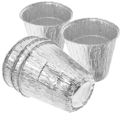 POPETPOP 5pcs Disposable Tin Foil Grill Liner Aluminum Foil Pans for Bbq Grease Cup Food Bucket for Outdoor Camping Cooking