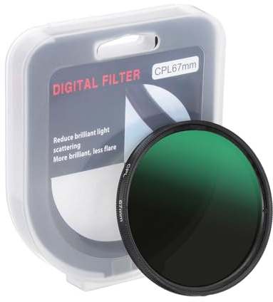 PATIKIL 67mm Circular Polarizer Filter, Camera Lens Filter Slim Optical Glass with Len Cap for Video Vlog Portrait Photography, Black
