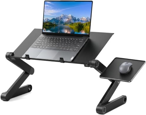 Ideal Swan Laptoptisch, Höhenverstellbar Faltbarer Laptop Ständer, 18,9 Laptop Tisch mit Mausplattform Winkelverstellbar Betttisch Klappbar, Laptoptisch für Couch, Laptop Tisch für Sofa Bett Boden
