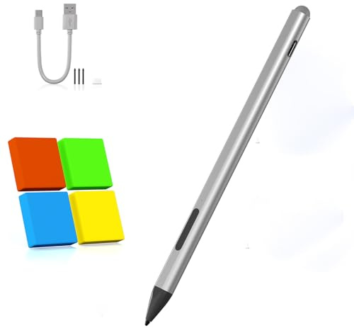 Surface Pro Pencil - Stylet pour Surface Pro 12/11/9/10/8/X/7/6/5/4/3 avec 4 Pointes, 4096 Finest Control, Palm Rejection, Surface Stylus pour Surface Go 3/Go 2/Book/Laptop 5