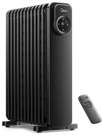 Midea Radiateur à Bain D'huile, 11 Ailettes Avec Télécommande Et écran Tactile LED-Chauffage Efficace, Protection Contre La Surchauffe, Minuterie 24h, Silencieux, Thermostat Réglage, 2300W, Noir