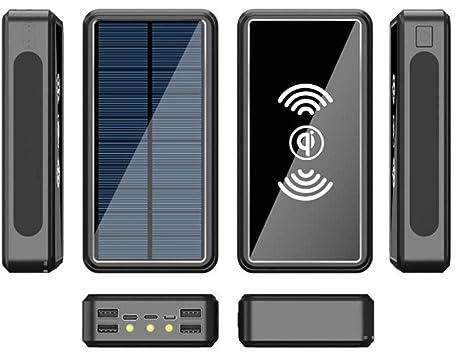Power Bank Caricabatterie portatile Ricarica rapida Batteria esterna 50000Mah Caricabatterie wireless portatile di grande capacità impermeabile solare per esterni A prova di caduta con luce
