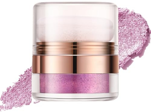 EONFAVE Polvo De Hadas, Polvo De Brillo Corporal Impermeable Con Textura Fina Y Aplicador De Esponja, Para Cara, Cabello Y Cuerpo, Color Rosa