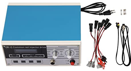 Einspritzdüsen Prüfgerät,CR-C Common Rail Einspritzdüsen Tester Kit Profi-Set mit LCD Display– Alloy-Gehäuse, 0-10MS/0-30HZ Einstellbereich, EU-Stecker für Diesel-Injektoren (25x19x11cm)