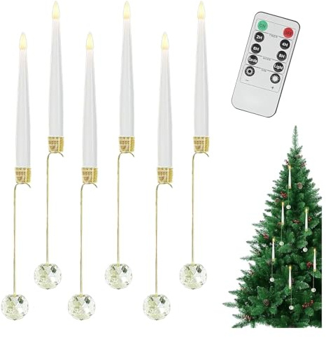Julgransljus med fjärrkontroll | Batteridrivna LED-ljus med fjärrkontroll | LED-dekoration med 6 delar for bröllopsfest, semester, hem, kök, kvinnor, män