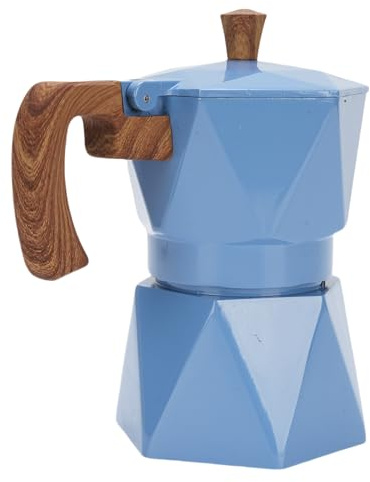 Fabater Macchina da caffè Italiana a Doppia Valvola in Alluminio Premium per Sopracciglia, Autentica Esperienza Italiana, Adatto per Stufa a Gas, Piano Cottura Elettrico, Stufa da Campeggio (BLUE)