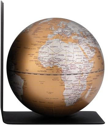 TROIKA Globus mit Buchstütze aus Metall BOOKGLOBE SINGLE magnetischer Globus mit 13 cm Durchmesser Kunststoff und Metall mit bronze- und silberfarbener Oberfläche Troika Original