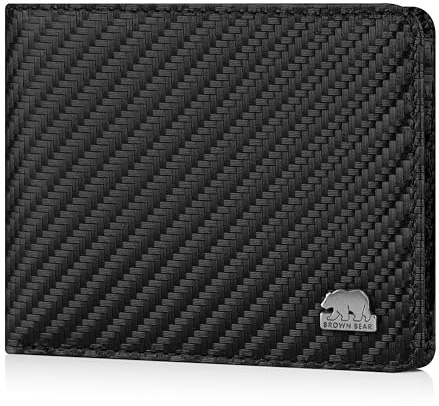 BROWN BEAR Geldbörse Herren Leder mit Münzfach & RFID-Schutz Carbon CBK