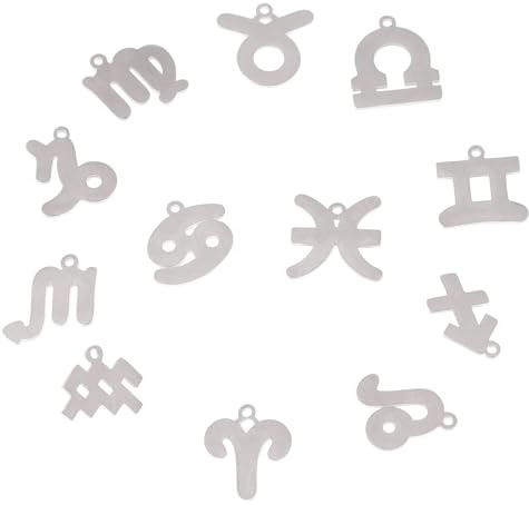 BELLIFFY 12 Stück Teiliges Edelstahl Sternzeichen Anhänger Einzelne DIY Schmuckanhänger für Halsketten und Armbänder Langlebig Kreative Zwölf Tierkreiszeichen Charms für Bastelprojekte