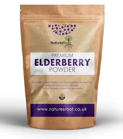 Nature’s Root Elderberry Powder 125g – Pure Natural Fruit Powder for Smoothies, Juices, Baking & Drinks – Rich in Anthocyanins – Ideal for Recipes & Wellness Blends