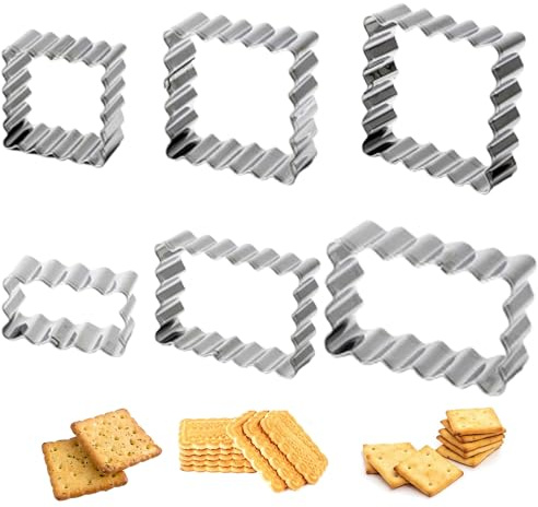 6 Pezzi Acciaio Inox Stampi Formine Biscotti Mini Formine per Biscotti, Rettangolo e seghettate per biscotti Per Biscotti, Torte, Biscotti, Caramelle