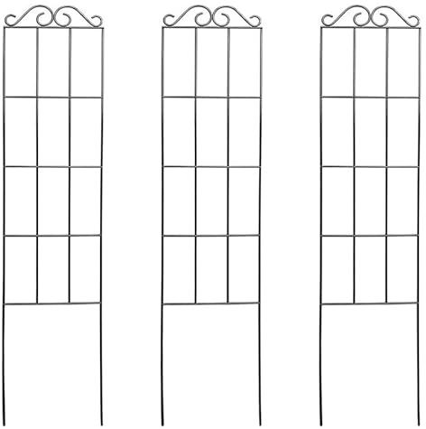 FUANA Lot de 3 supports d'escalade pour plantes grimpantes, fleurs, vignes - 50 x 15 cm - Noir