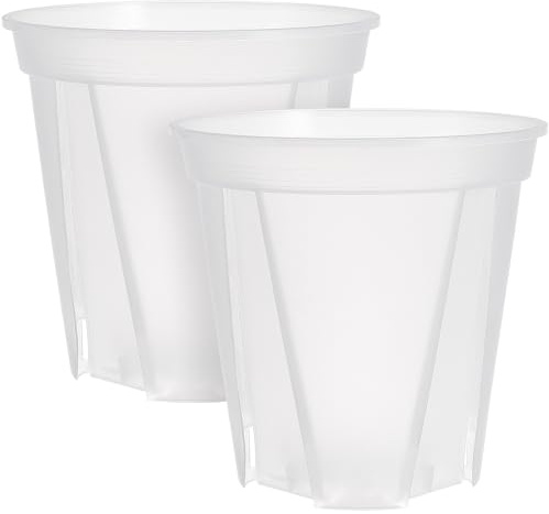 SEWACC Lot de 2 Pots de Fleur Transparent, Pot de Culture en Plastique avec Drainage, Trous D’évacuation pour Racines, Maison et Bureau