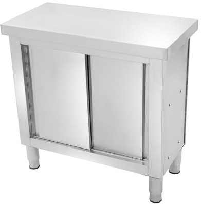 Tavolo da lavoro in acciaio inox, robusto, con 2 ripiani, versatile, per cucina, garage, tavolino industriale con piedini regolabili, 80 x 40 x 80 cm, ad alta capacità