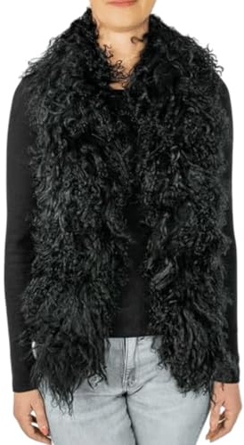 LIRA Deko Damenschal – 100% echtes tibetisches Lammfell fell schal damen mit luxuriöser Boa Design | Weicher und kuscheliger Schal für Herbst und Winter | Erhältlich in vielen eleganten Farben