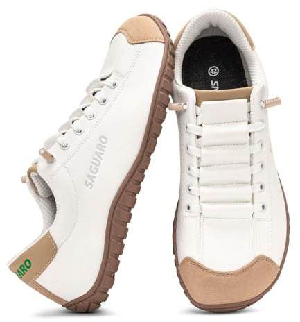 SAGUARO Zapatillas Barefoot Hombre Mujer, Calzado Minimalista Respetuoso - Zapatos Casual Deportivos para Pies Anchos, Ligeros y Antideslizante para Uso Diario, Trabajo y Viaje Marrón,Gr.45