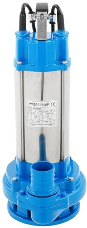 HUOMMGS Bomba fecal de 2200 W, altura de extracción máx. 25 m y profundidad de inmersión máx. 30 m, bomba de agua sucia con mango, 26000 L/H, bomba de lodo, bomba sumergible, bomba de agua sucia (azul