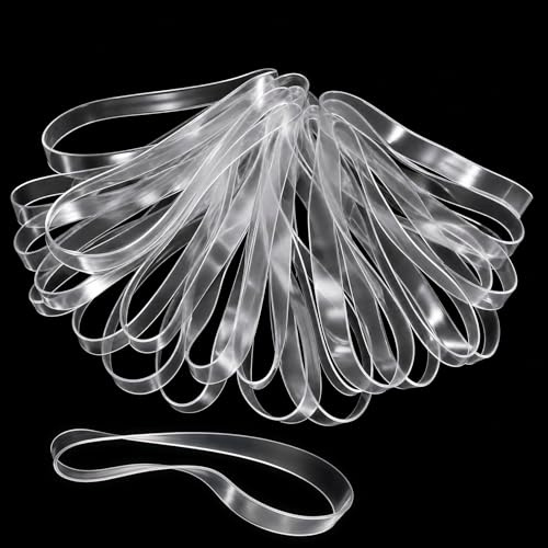 100 Pcs 200 x 5 mm Clear Large Elastic Rubber Bands for Crafts | for Balloon Arches, Garlands, Hair Styling, DIY and Home Organisation