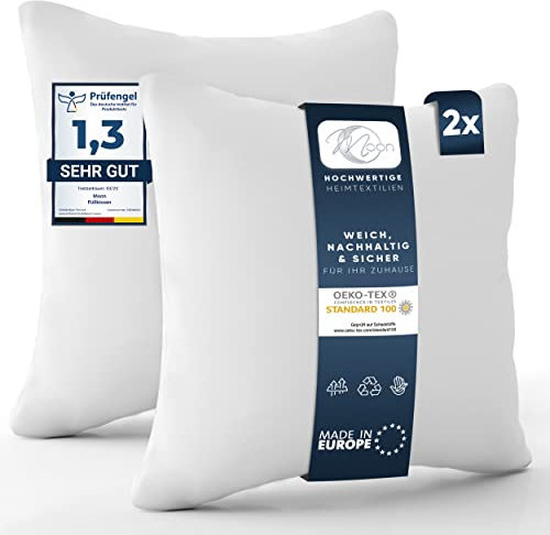 Moon 2er Pack Nonwoven Füllkissen, Innenkissen, Sofakissen ca. 60x60cm - 650g mit gekräuselter Hohlfaser (fest)