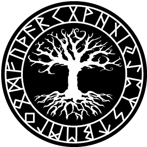 Samunshi® Aufkleber Yggdrasil mit Runen D Vikings Wikinger für Auto Motorrad in 11 Größen und 25 Farben (10x10cm schwarz)
