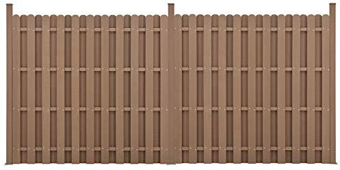 neu.holz WPC Gartenzaun Gerade Ausführung mit Pfosten 185x376cm Braun Sichtschutz Windschutz Lamellenzaun Zaun