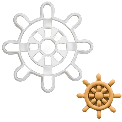 BAKERLOGY Ship's Wheel Cookie Cutter - Detailed Biscuit Cutter Design for Baking and Crafts, Ideal on Fondant, Dough, Clay