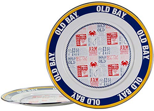 Golden Rabbit Enamelware - Set of 2-12.5 Chargers (Old Bay)