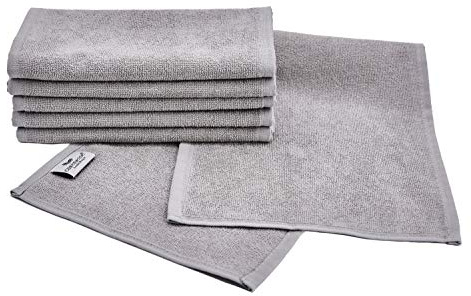 Carenesse 6 x Toallas de Afeitar 22 x 70 cm Gris I Toallas faciales innovadoras con un Ajuste Calidad de Estudio Premium 100% algodón I Toalla Afeitado higiénicas y absorbentes I barbero